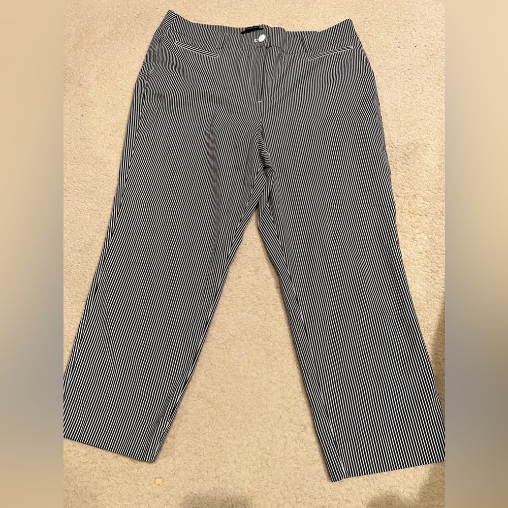 Talbots the perfect crop blue/white stripe pants size 14